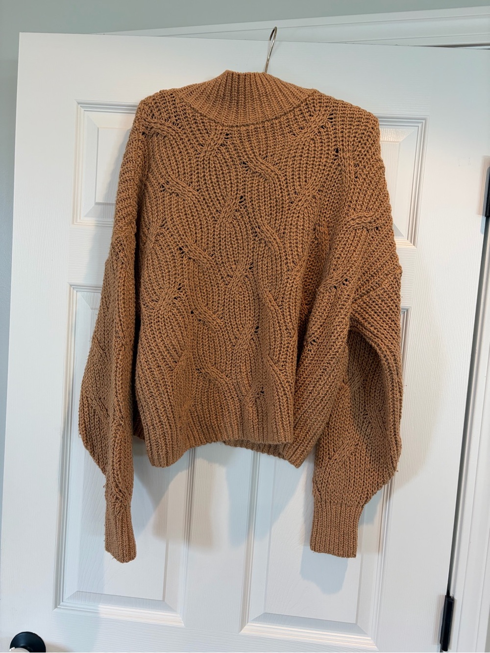 American Eagle Outfitters Camel Cable Knit Turtleneck Sweater